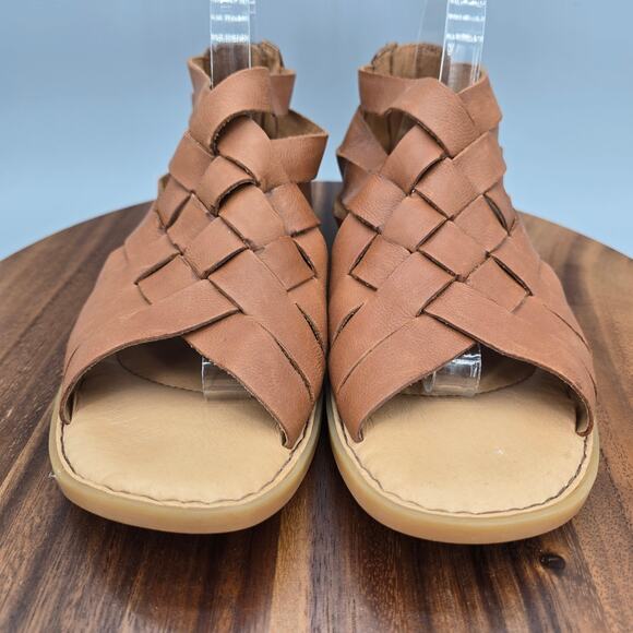 Born Iwa Sandals Womens 10M Brown Leather Woven Gladiator Flat Zip Comfort Shoes - Picture 2 of 8